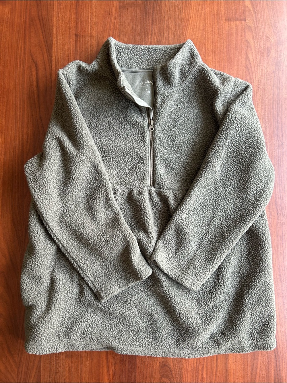 Women's Maternity Olive Green Sherpa Quarter-Zip Pullover Sweater
